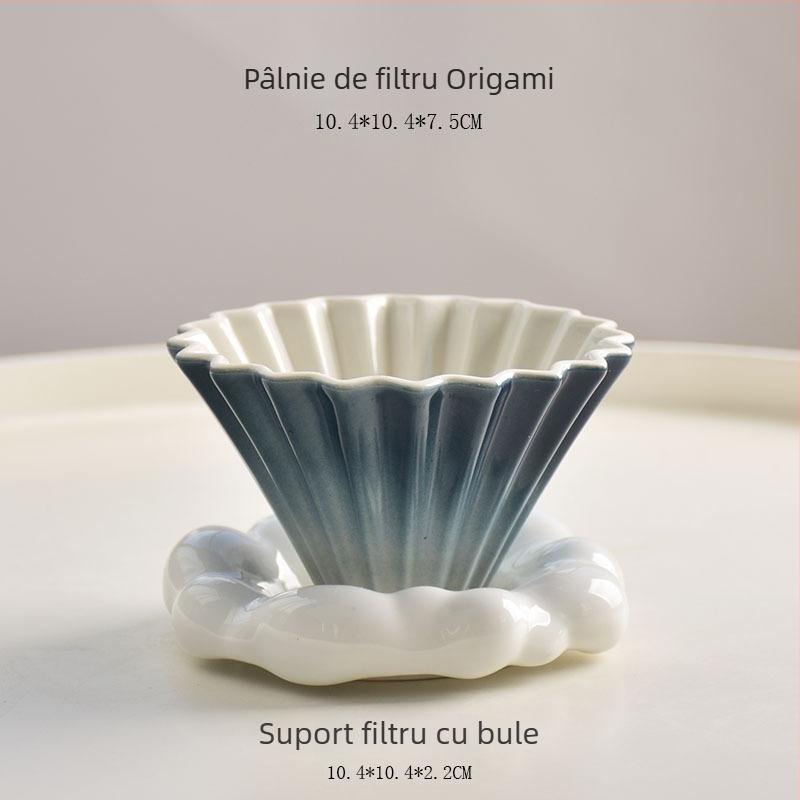 Filtru ceramic V60 pentru cafea, dimensiune mică, stil origami, pregătire manuală