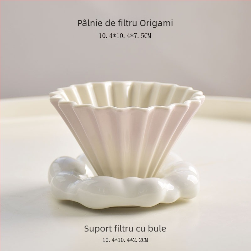 Filtru ceramic V60 pentru cafea, dimensiune mică, stil origami, pregătire manuală