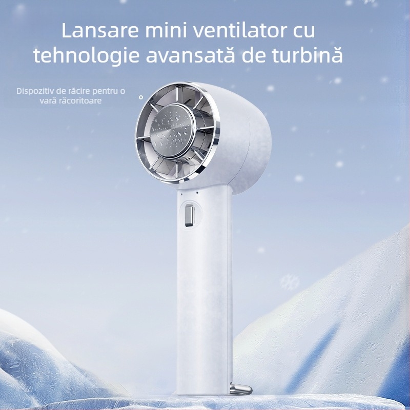 Xin Yi Duo Ventilator manual cu răcire prin semiconductori, USB reîncărcabil, portabil pentru exterior, 5 palete, 4 trepte de viteză, baterie încorporată 1200–2000 mAh
