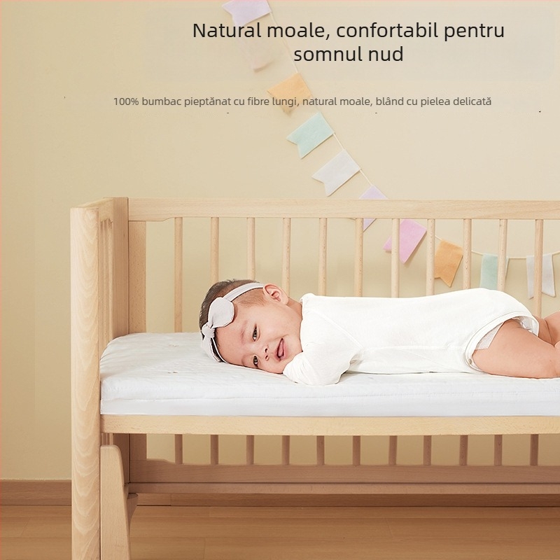 Beipesi cearșaf de pătuț cu umplutură din bumbac, husă de saltea pentru nou-născuți, 100% bumbac, patchwork patru anotimpuri