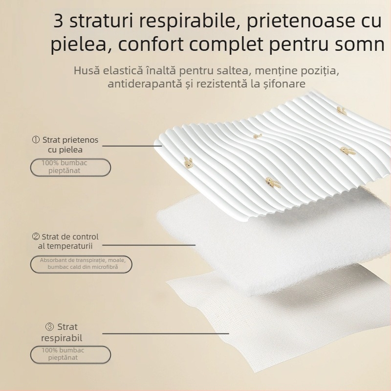 Beipesi cearșaf de pătuț cu umplutură din bumbac, husă de saltea pentru nou-născuți, 100% bumbac, patchwork patru anotimpuri