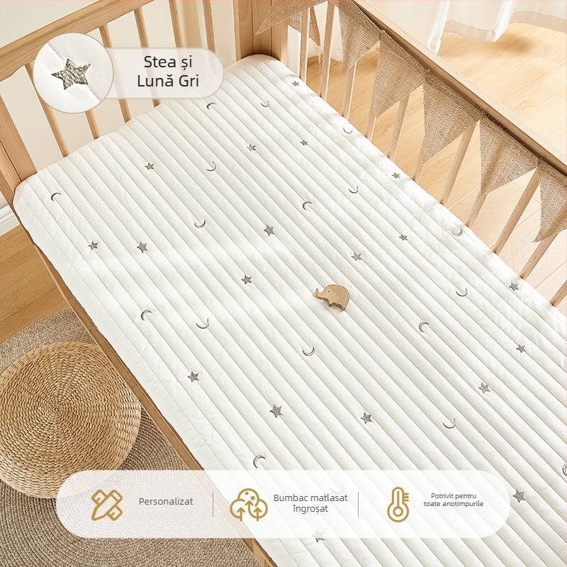 Beipesi cearșaf de pătuț cu umplutură din bumbac, husă de saltea pentru nou-născuți, 100% bumbac, patchwork patru anotimpuri