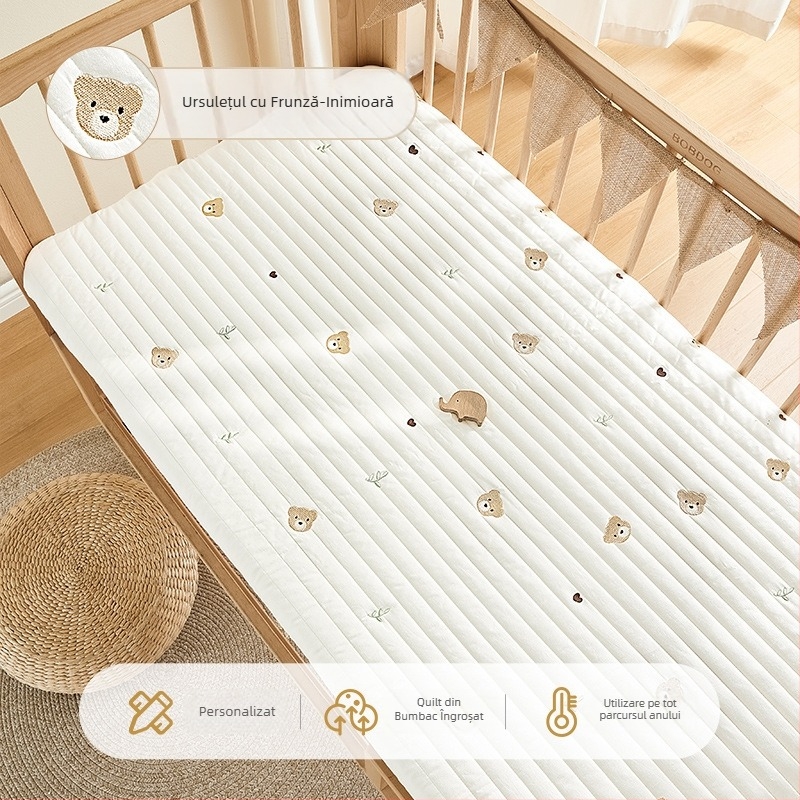 Beipesi cearșaf de pătuț cu umplutură din bumbac, husă de saltea pentru nou-născuți, 100% bumbac, patchwork patru anotimpuri