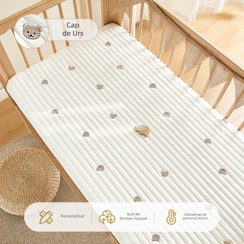 Beipesi cearșaf de pătuț cu umplutură din bumbac, husă de saltea pentru nou-născuți, 100% bumbac, patchwork patru anotimpuri