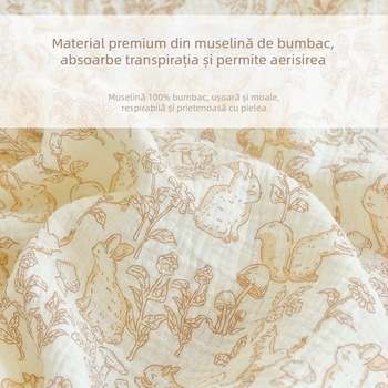 Set de pat pentru nou-născuți din bumbac 100% muselină – husă de saltea și cearșafuri pentru toate anotimpurile, design patchwork