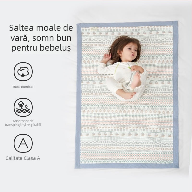 Saltea de răcire pentru bebeluși, din bumbac pur, țesătură de tifon moale, pentru nou-născuți și sugari, pentru grădiniță