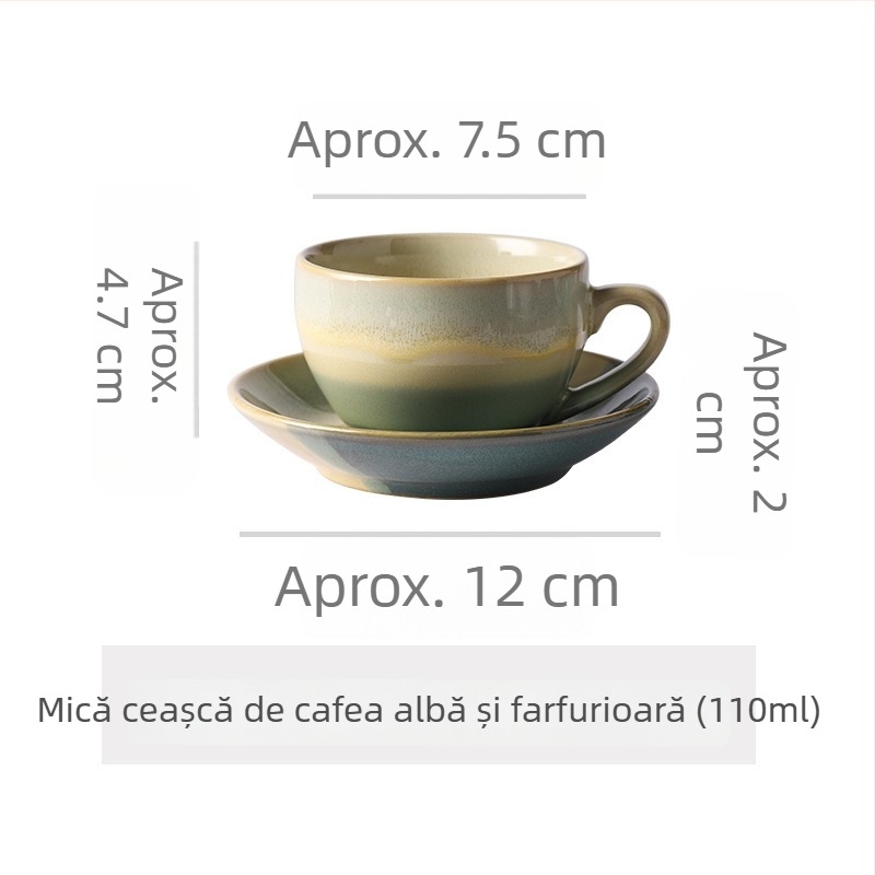 Set de cești de cafea din ceramică și farfurie, stil retro, pentru birou