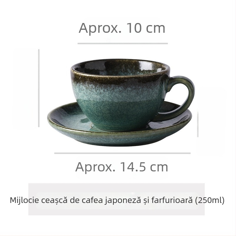 Set de cești de cafea din ceramică și farfurie, stil retro, pentru birou