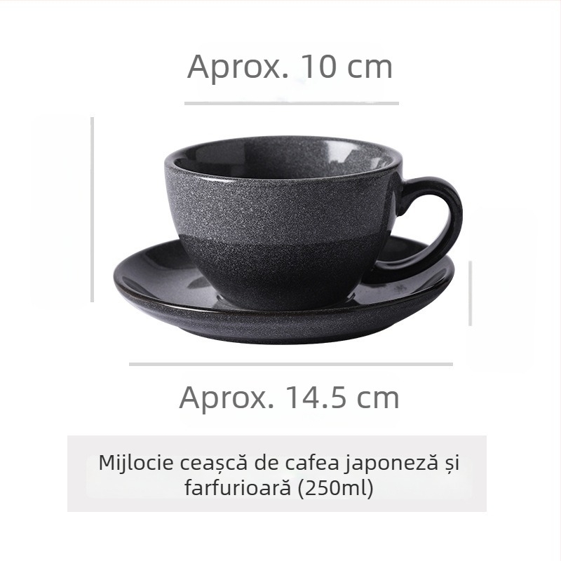 Set de cești de cafea din ceramică și farfurie, stil retro, pentru birou