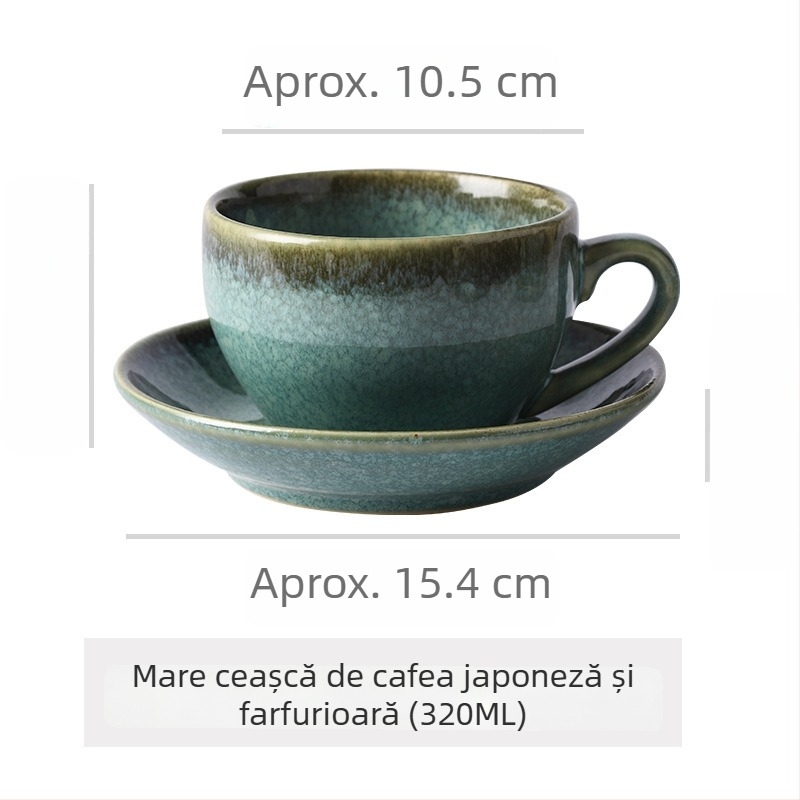 Set de cești de cafea din ceramică și farfurie, stil retro, pentru birou