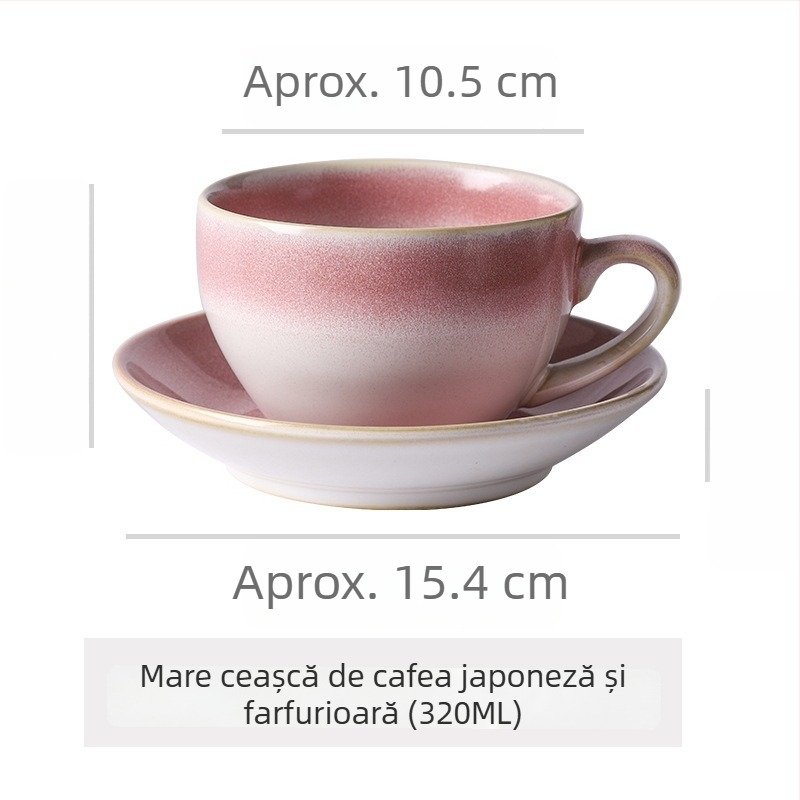 Set de cești de cafea din ceramică și farfurie, stil retro, pentru birou