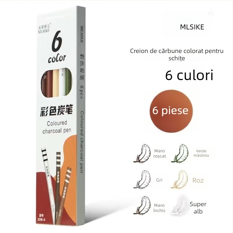 Melesque Set 24 Creioane cu Cărbune pentru Schițe: Peisaje, Portrete și Natură Statică – Creioane Maro Moi