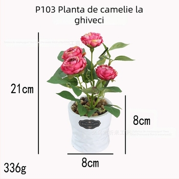Trandafiri artificiali în ghiveci – bonsai cu flori multiple, bi-color, ornament de masă