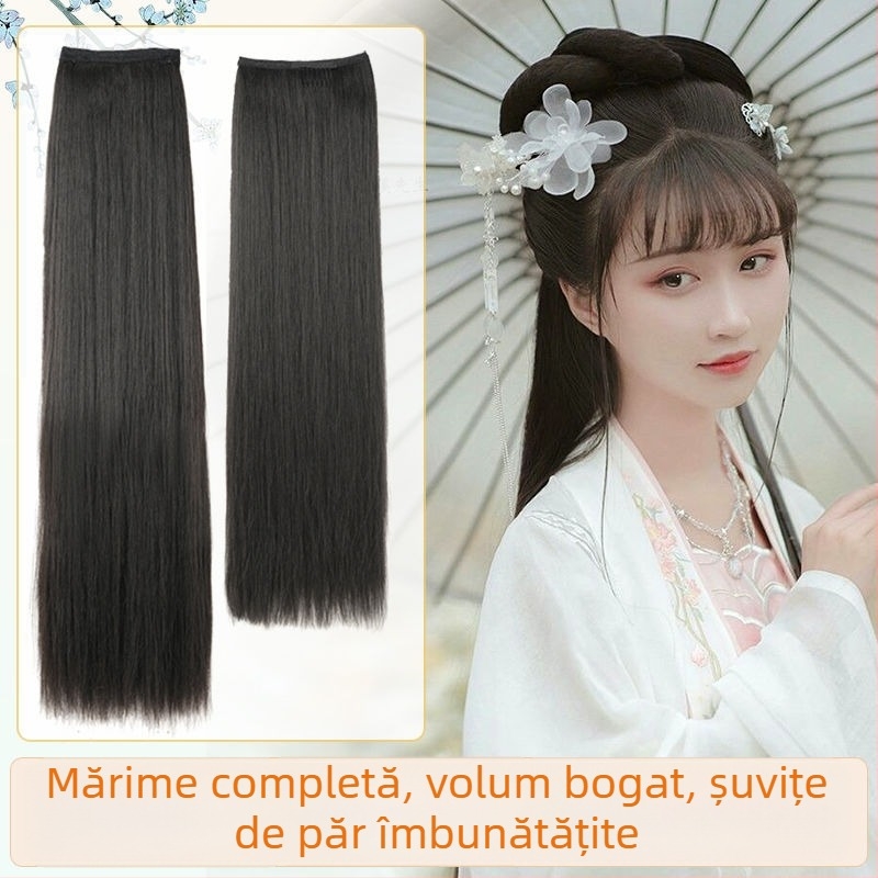 Perucă inspirată de ținuta tradițională chineză, cu bucle, extensie de păr într-un singur segment, antiîncurcări, stil antic