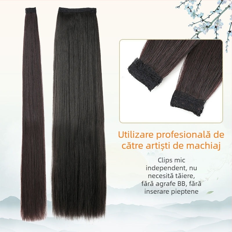 Perucă inspirată de ținuta tradițională chineză, cu bucle, extensie de păr într-un singur segment, antiîncurcări, stil antic