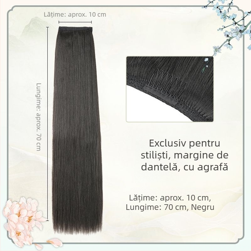 Perucă inspirată de ținuta tradițională chineză, cu bucle, extensie de păr într-un singur segment, antiîncurcări, stil antic