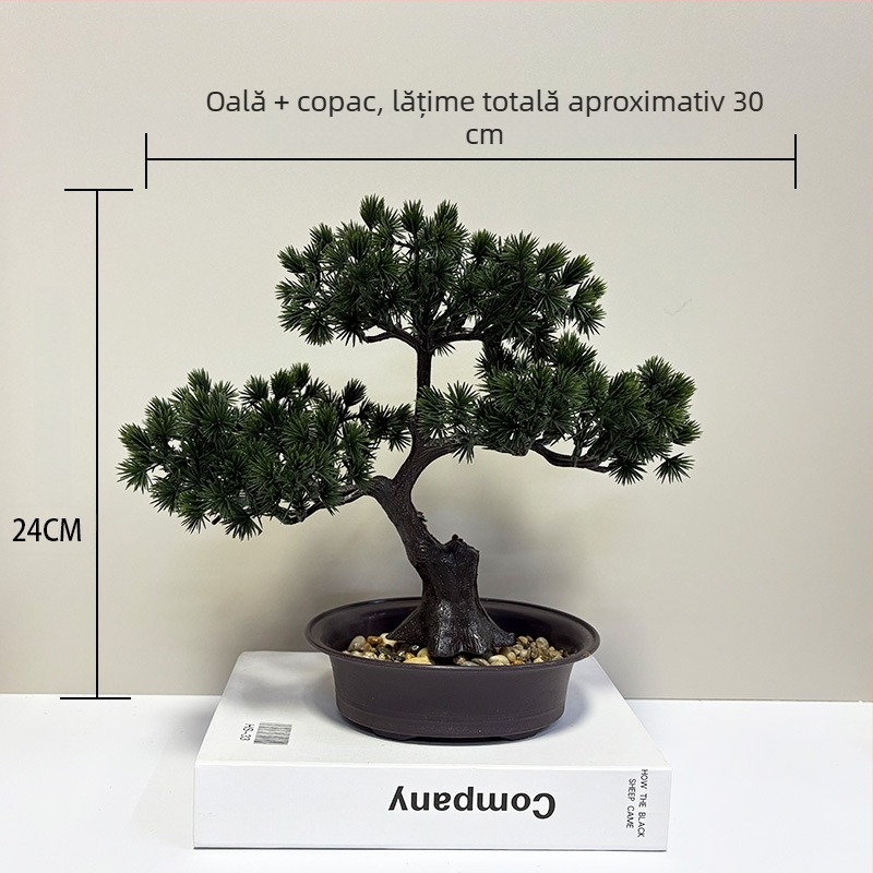 Bonsai de pin artificial pentru interior, ornament plastic, 20 cm