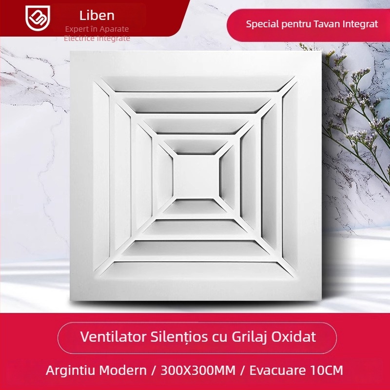 Ventilator de plafon integrat pentru ventilație, 300x300, bucătărie și baie, montaj pe plafon, silențios