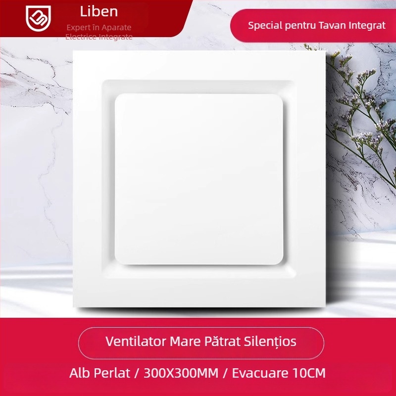 Ventilator de plafon integrat pentru ventilație, 300x300, bucătărie și baie, montaj pe plafon, silențios