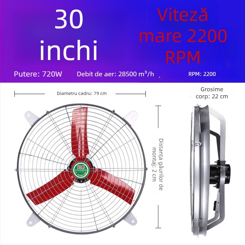 Ventilator de evacuare industrial, putere mare, silențios, pentru ventilația bucătăriei cu viteză înaltă