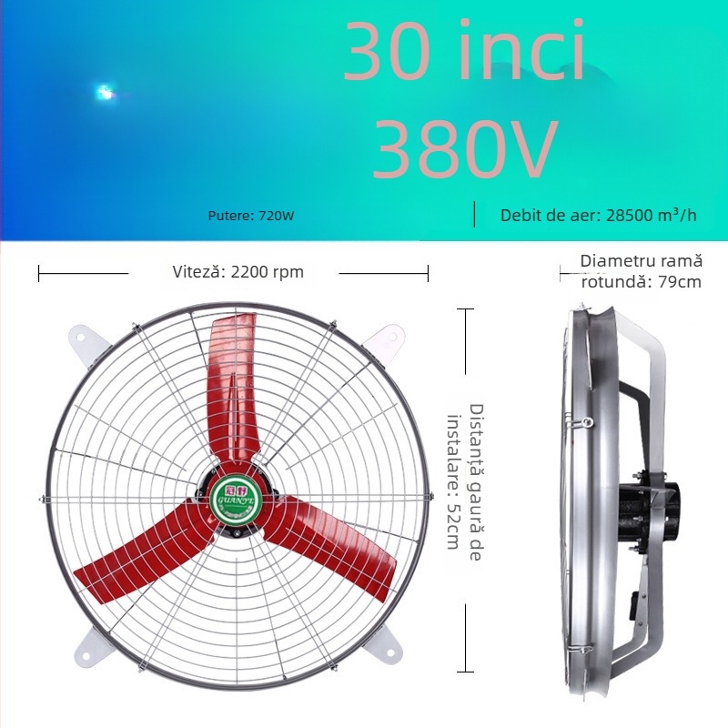 Ventilator de evacuare industrial, putere mare, silențios, pentru ventilația bucătăriei cu viteză înaltă