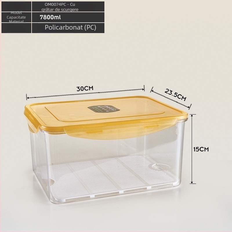 Cutie de păstrare a fructelor și alimentelor în frigider, recipient transparent PC pentru depozitare, cutie etanșă de refrigerare pentru uz comercial