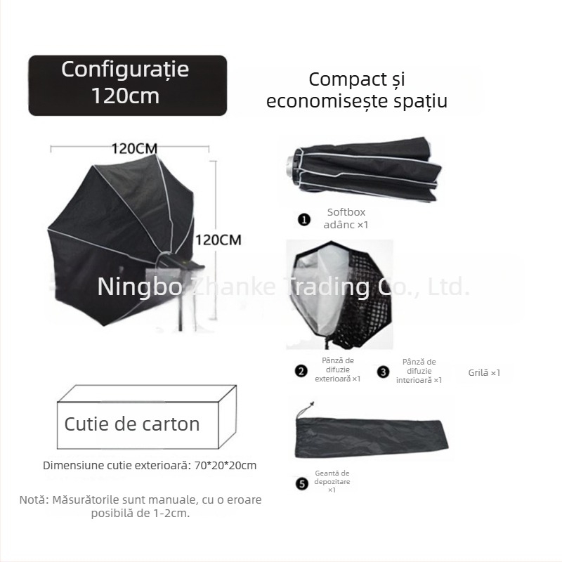 Cutie de iluminat moale cu grilă din plasă, montaj rapid, design octogonal sferic