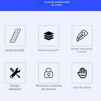 Cuțit universal cu blocare automată, lamă de 18 mm pentru tapet și hârtie, industrial, mare