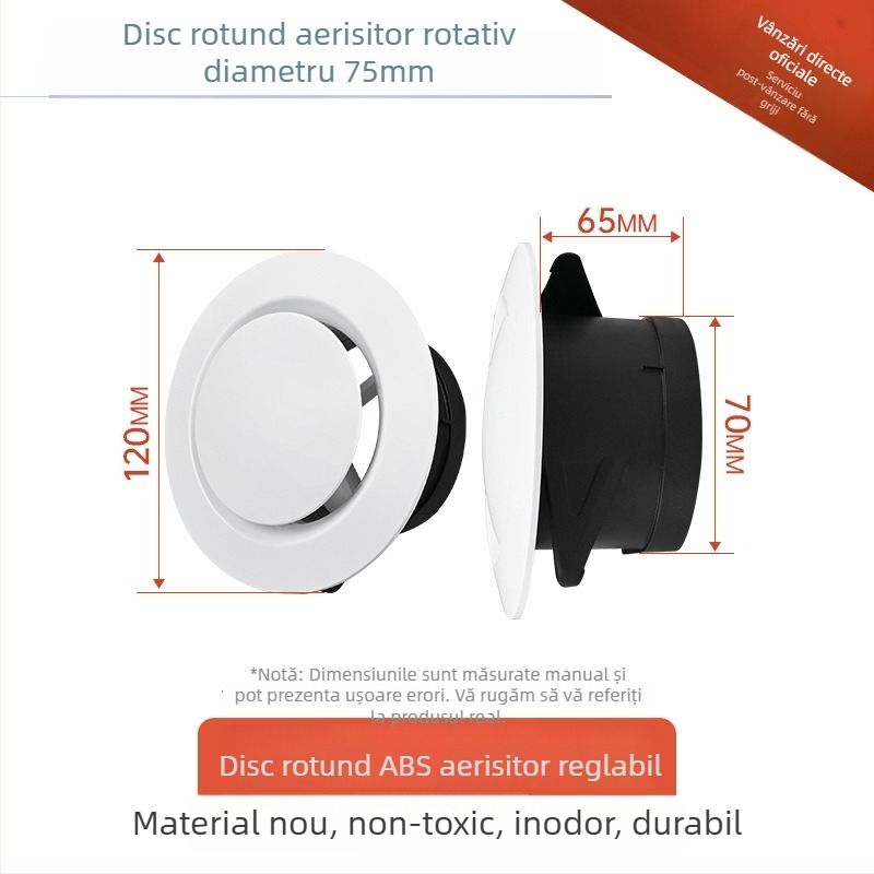 Orificiu rotund reglabil pentru ventilația bucătăriei, interior, silențios, canal din plastic telescopic