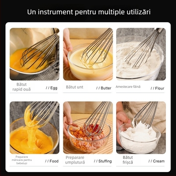 Tel din oțel inoxidabil, manual pentru ouă și spumă de lapte, amestecător de mână pentru spumă și cremă