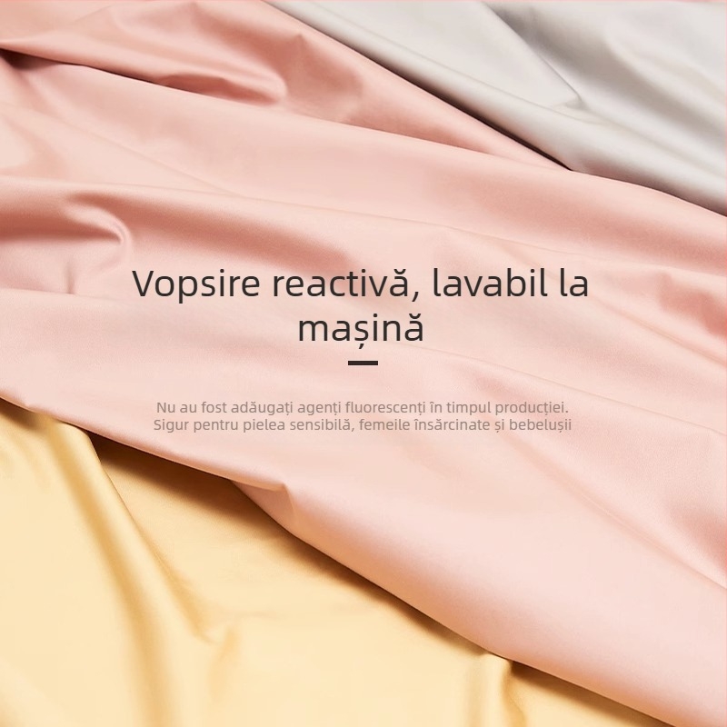 Față de pat din bumbac cu fibre lungi, satin, cu protecție pentru saltea, culoare solidă