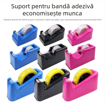 Dispenser transparent pentru bandă adezivă, birou, cu dimensiuni mari și mici, suport și tăietor dual