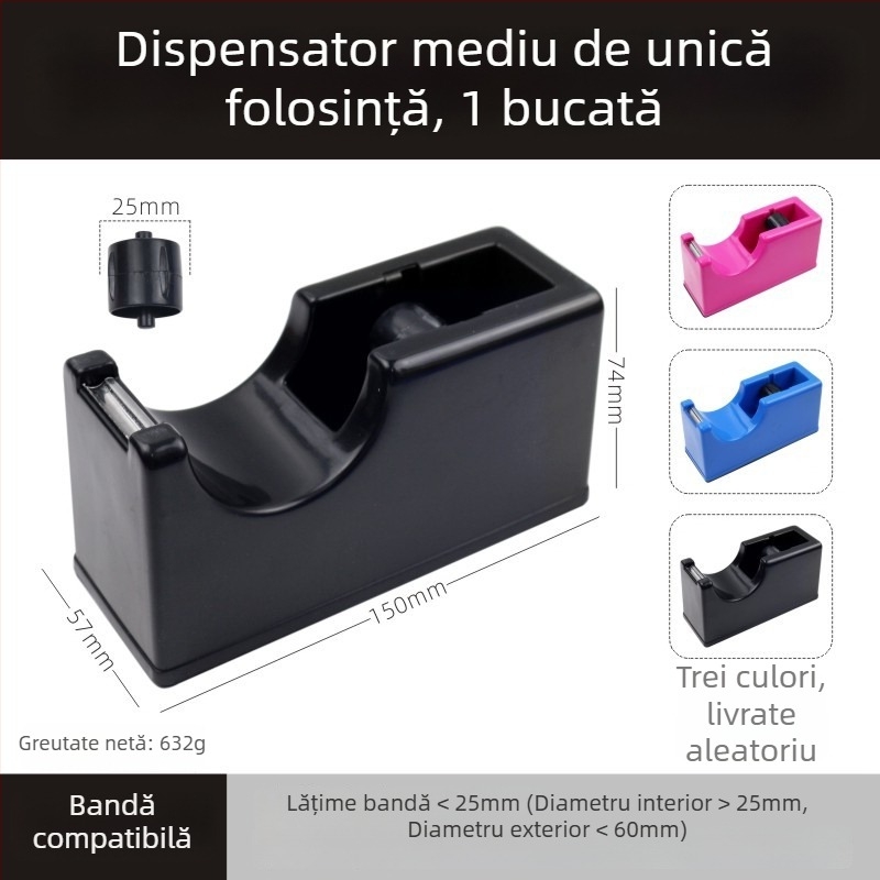 Dispenser transparent pentru bandă adezivă, birou, cu dimensiuni mari și mici, suport și tăietor dual