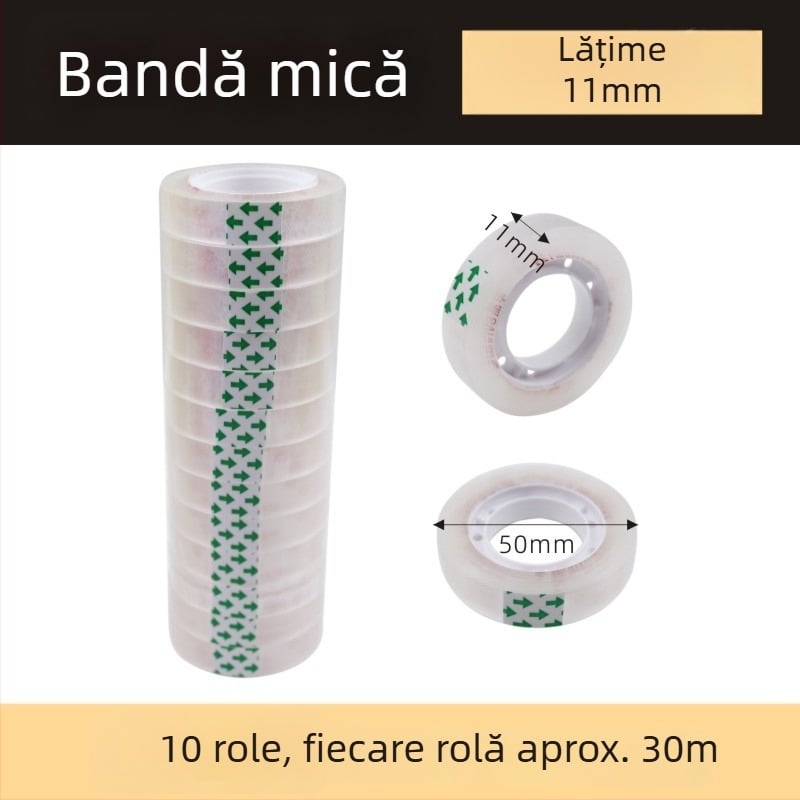 Dispenser transparent pentru bandă adezivă, birou, cu dimensiuni mari și mici, suport și tăietor dual