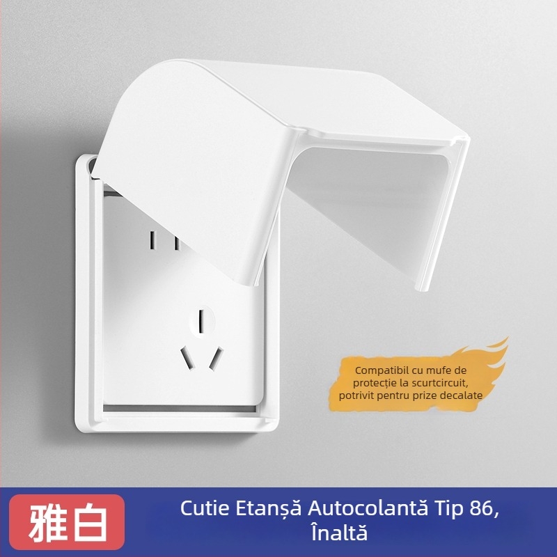 Priză înclinată cu cinci prize pentru toaletă, cutie impermeabilă cu decalaj ridicat și capac protector autoadeziv