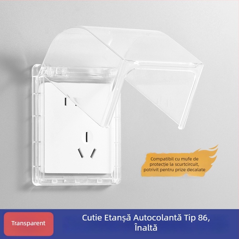 Priză înclinată cu cinci prize pentru toaletă, cutie impermeabilă cu decalaj ridicat și capac protector autoadeziv