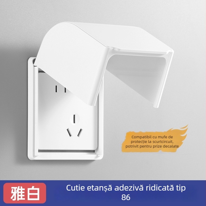 Priză înclinată cu cinci prize pentru toaletă, cutie impermeabilă cu decalaj ridicat și capac protector autoadeziv