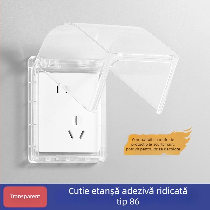 Priză înclinată cu cinci prize pentru toaletă, cutie impermeabilă cu decalaj ridicat și capac protector autoadeziv