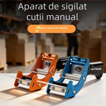 Tăietor de bandă metalică de 2 inci și dispenser de bandă de etanșare, sigilator manual pentru cutii pentru ambalare