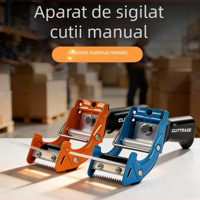 Tăietor de bandă metalică de 2 inci și dispenser de bandă de etanșare, sigilator manual pentru cutii pentru ambalare