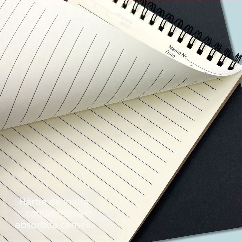 Caiet spiral din hârtie Kraft, format B5, gros, cu deschidere în sus, cu pagini liniate și pătrate, stil minimalist pentru studenți și examene de masterat