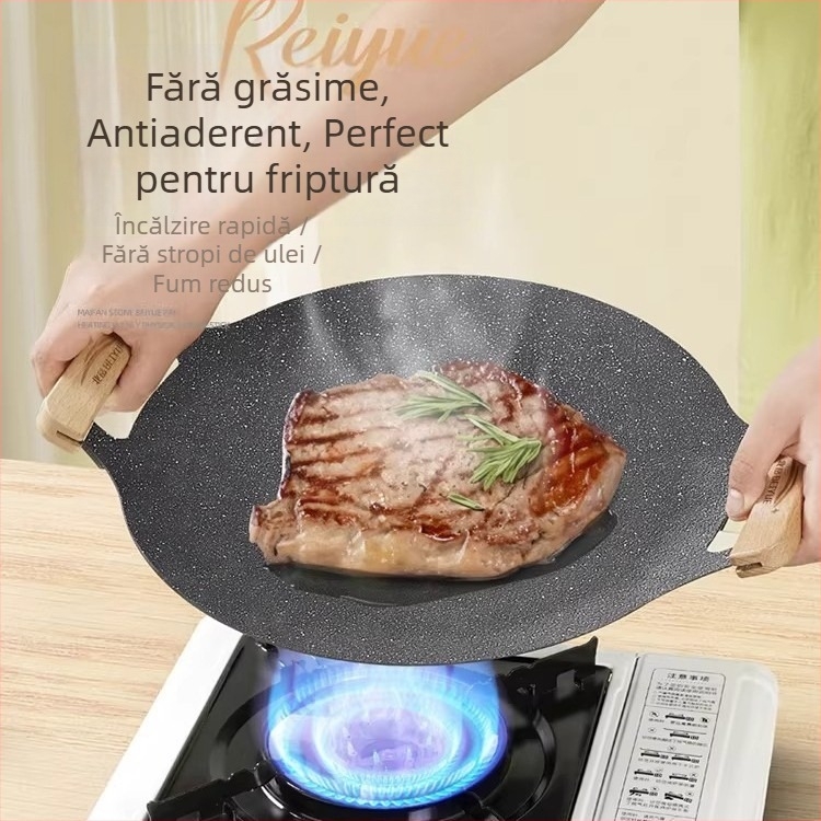 Grill exterior pentru plită cu inducție, placă BBQ în stil coreean, tigaie portabilă din fier pentru camping