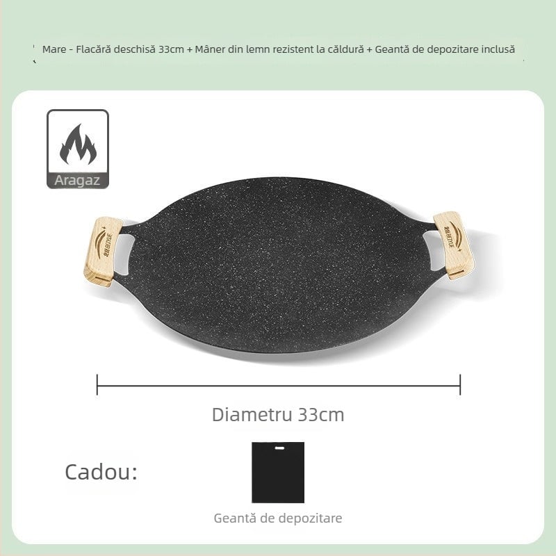 Grill exterior pentru plită cu inducție, placă BBQ în stil coreean, tigaie portabilă din fier pentru camping