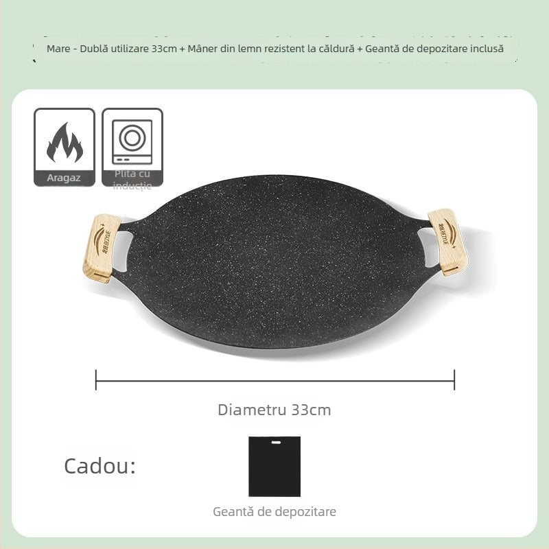 Grill exterior pentru plită cu inducție, placă BBQ în stil coreean, tigaie portabilă din fier pentru camping