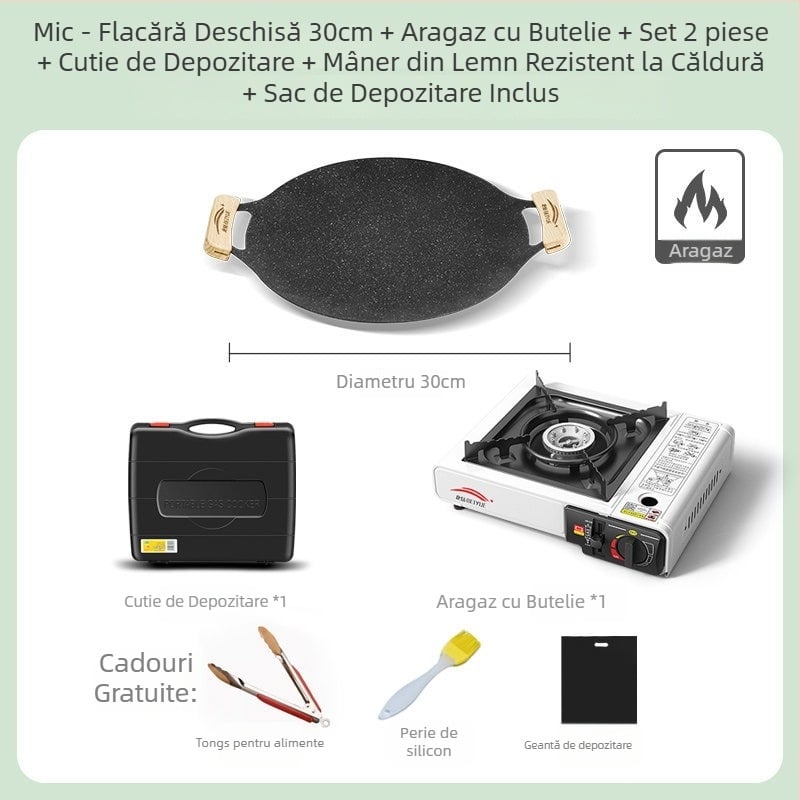 Grill exterior pentru plită cu inducție, placă BBQ în stil coreean, tigaie portabilă din fier pentru camping
