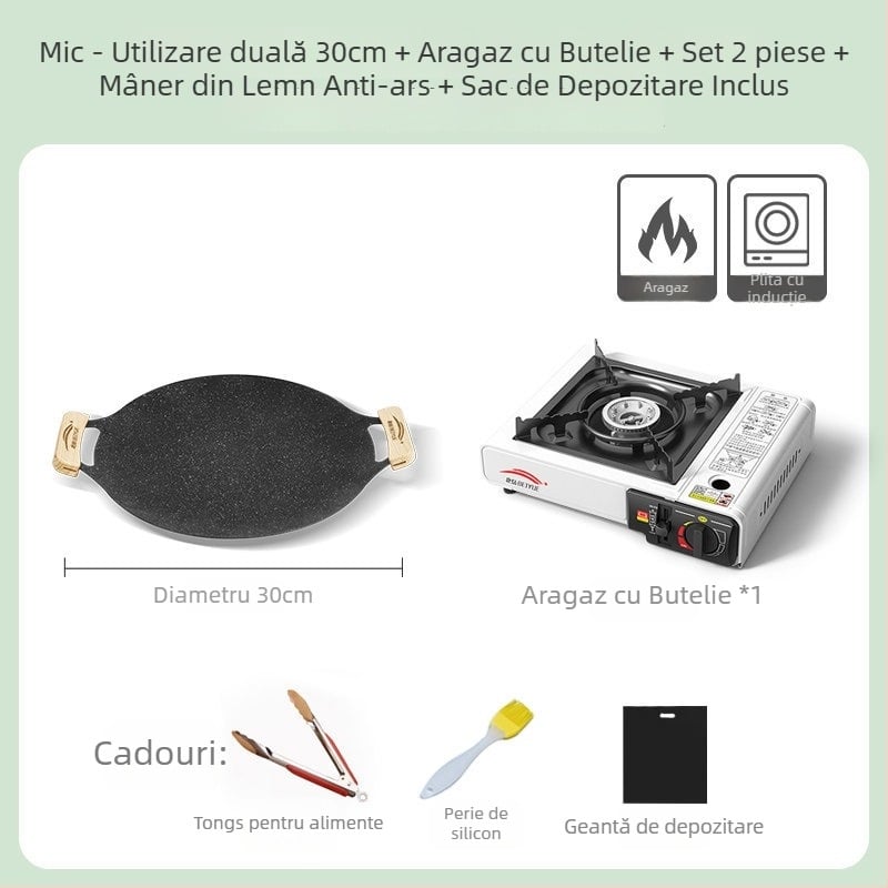 Grill exterior pentru plită cu inducție, placă BBQ în stil coreean, tigaie portabilă din fier pentru camping