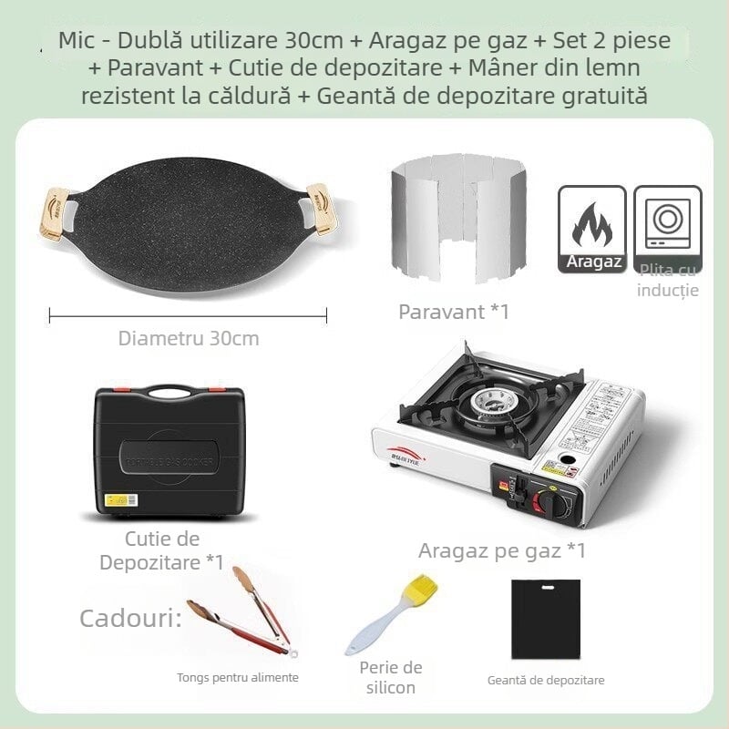 Grill exterior pentru plită cu inducție, placă BBQ în stil coreean, tigaie portabilă din fier pentru camping