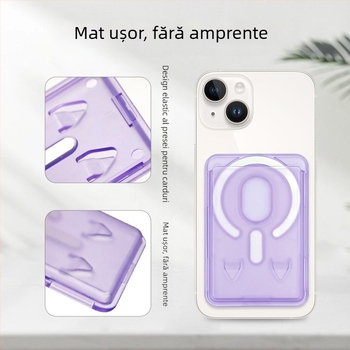 Suport magnetic transparent cu slot pentru carduri pentru iPhone, finisaj mat, în nuanțe variate