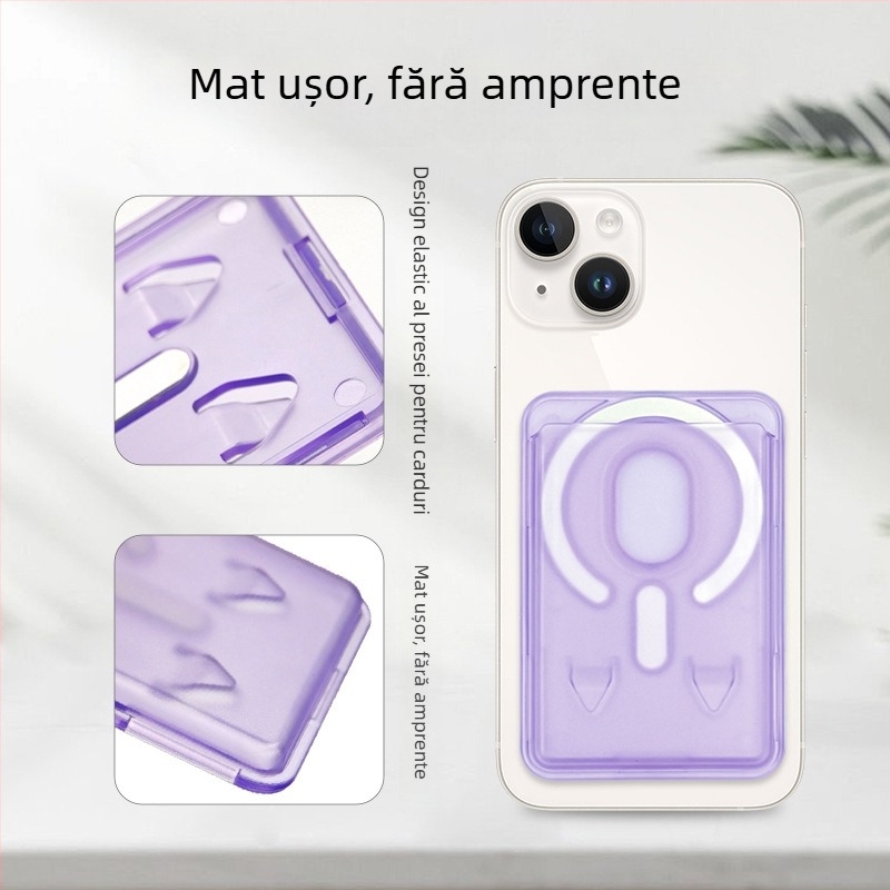 Suport magnetic transparent cu slot pentru carduri pentru iPhone, finisaj mat, în nuanțe variate