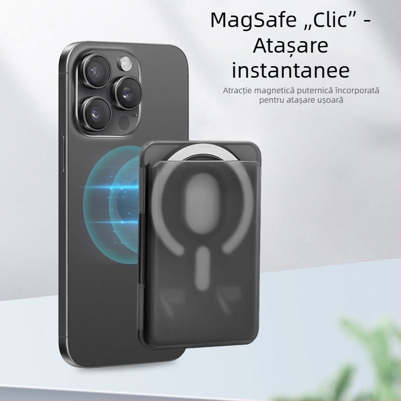Suport magnetic transparent cu slot pentru carduri pentru iPhone, finisaj mat, în nuanțe variate